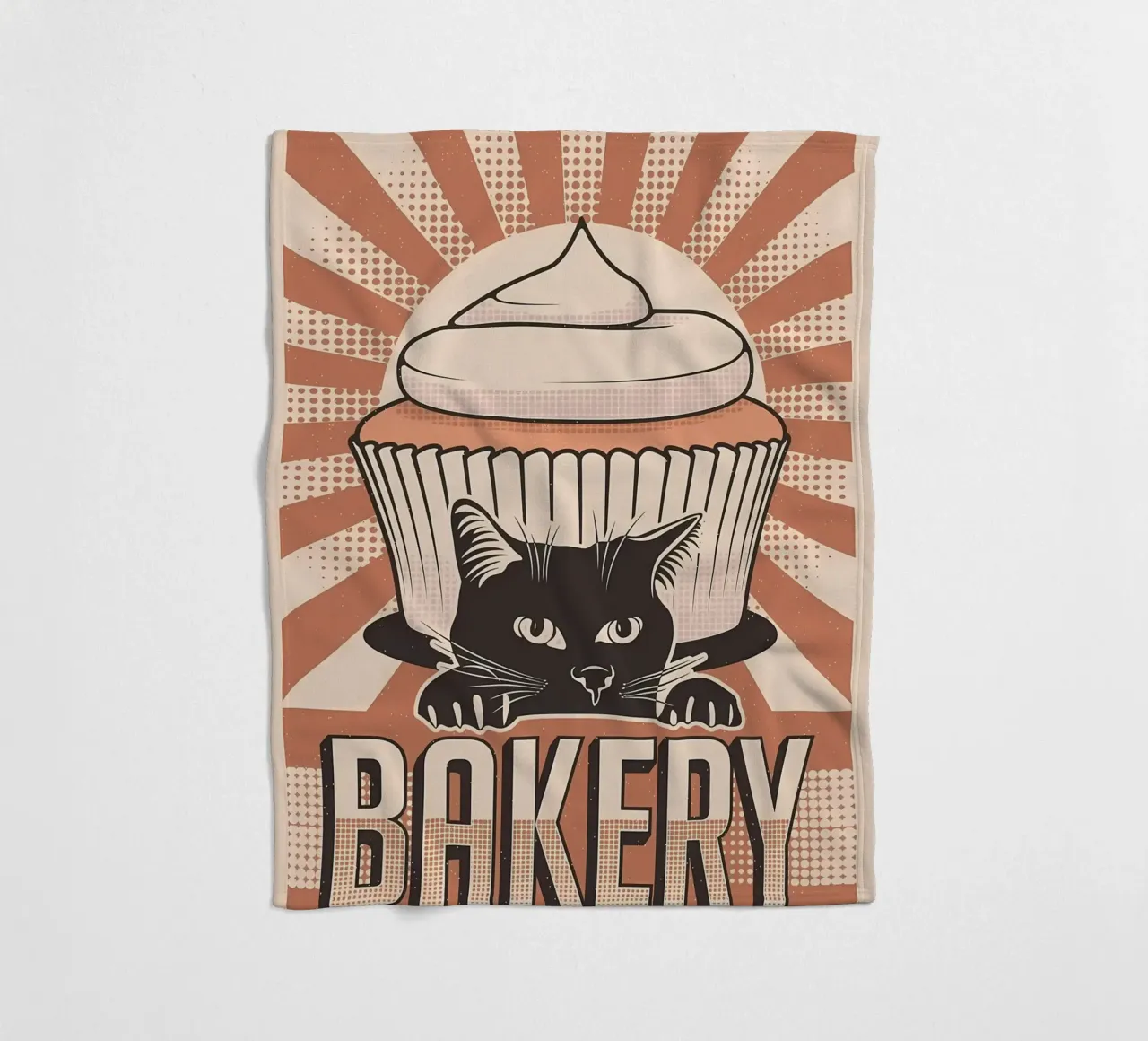 Cupcake Bakery e gatto coperta in pile da Monique A Hooper