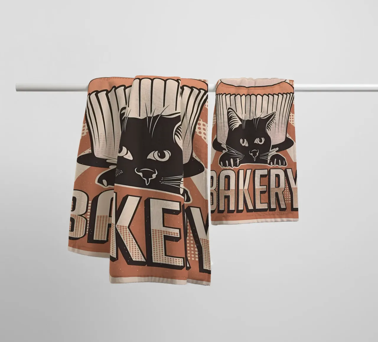 Cupcake Bakery e gatto asciugamano da bagno da Monique A Hooper