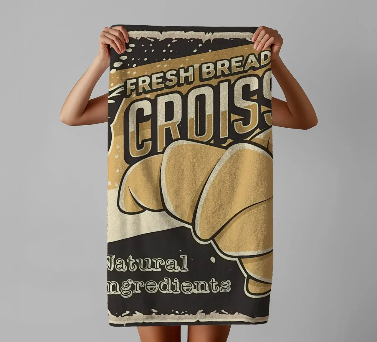 Croissant fresco e gatto asciugamano da bagno da Monique A Hooper