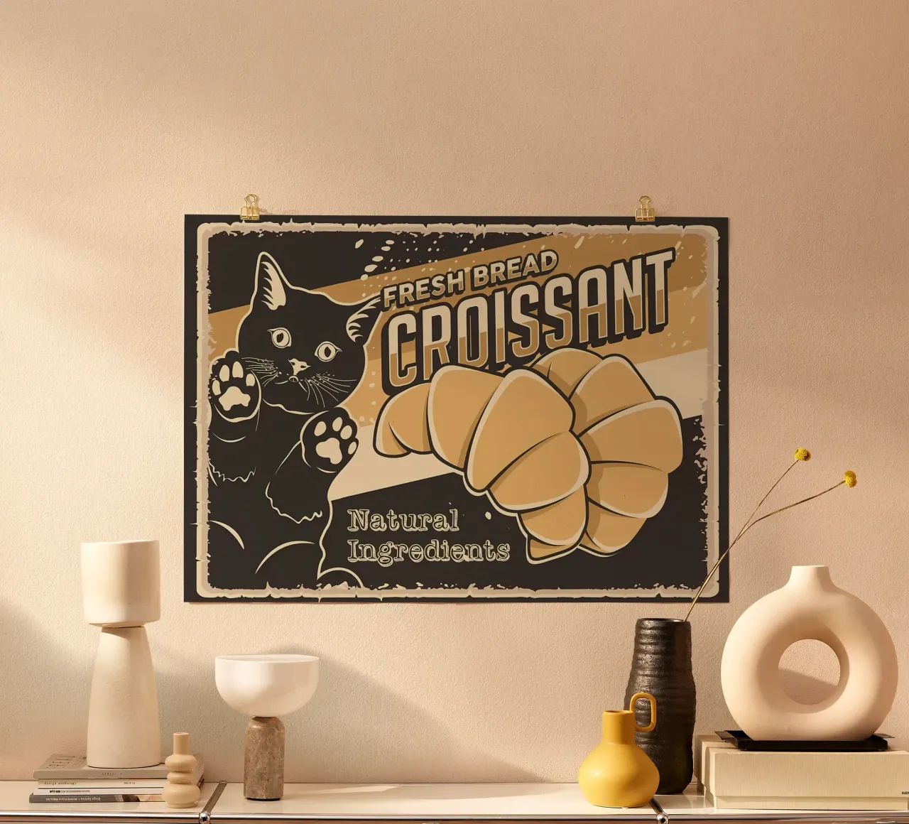 Croissant fresco e gatto carta hahnemühle da Monique A Hooper