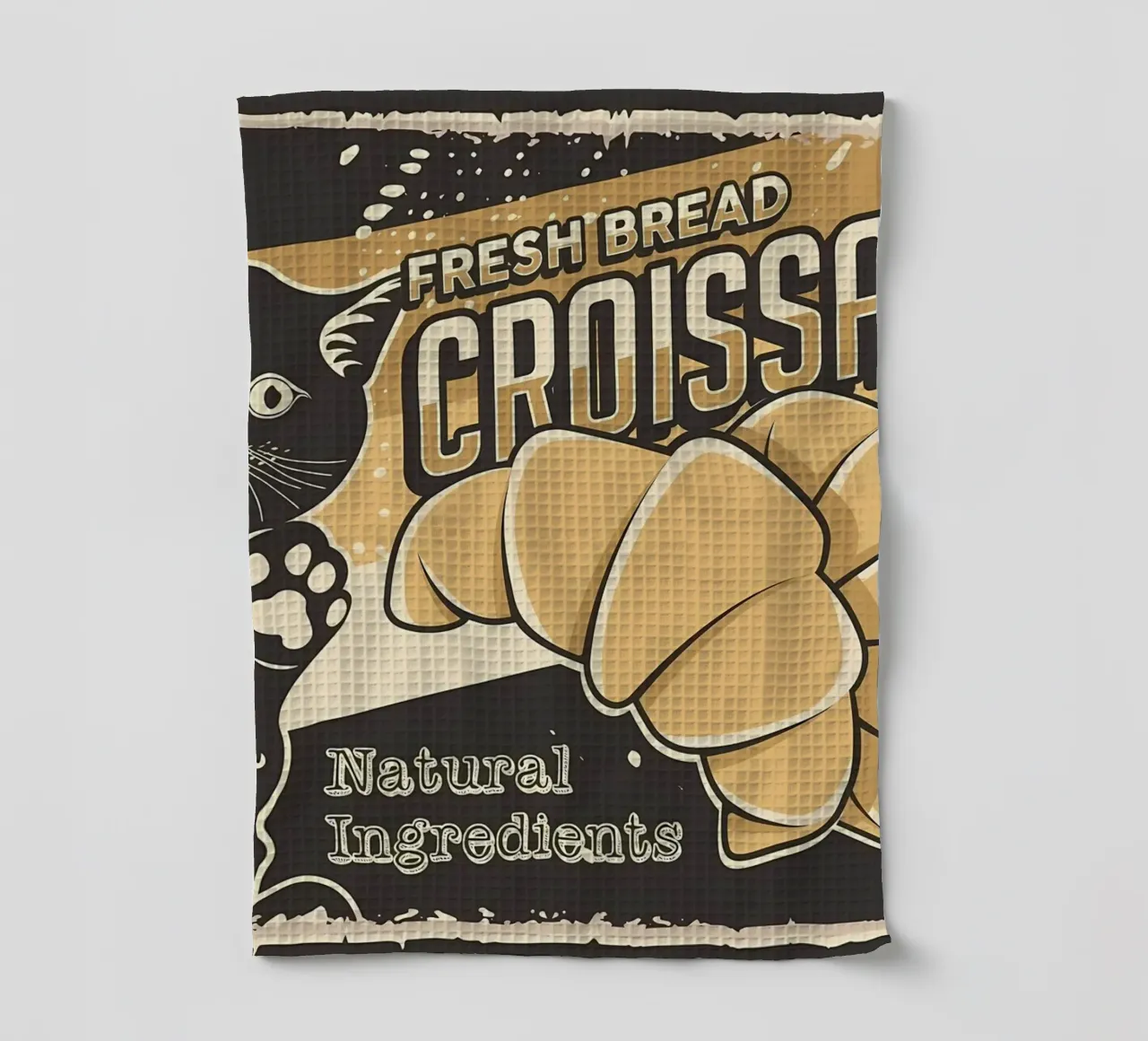 Croissant fresco e gatto canovaccio da cucina da Monique A Hooper