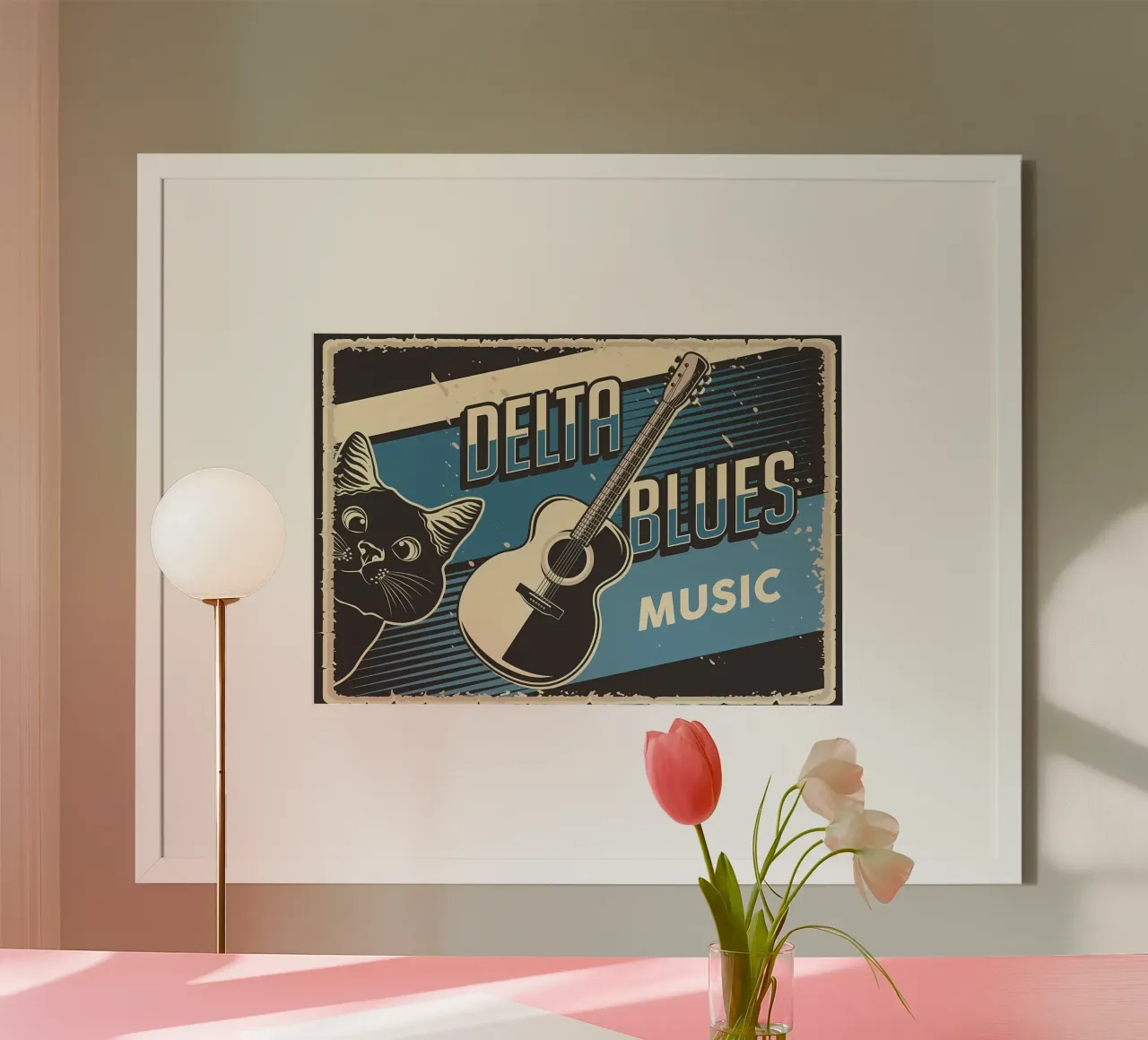 Musica Delta Blues con gatto poster da Monique A Hooper