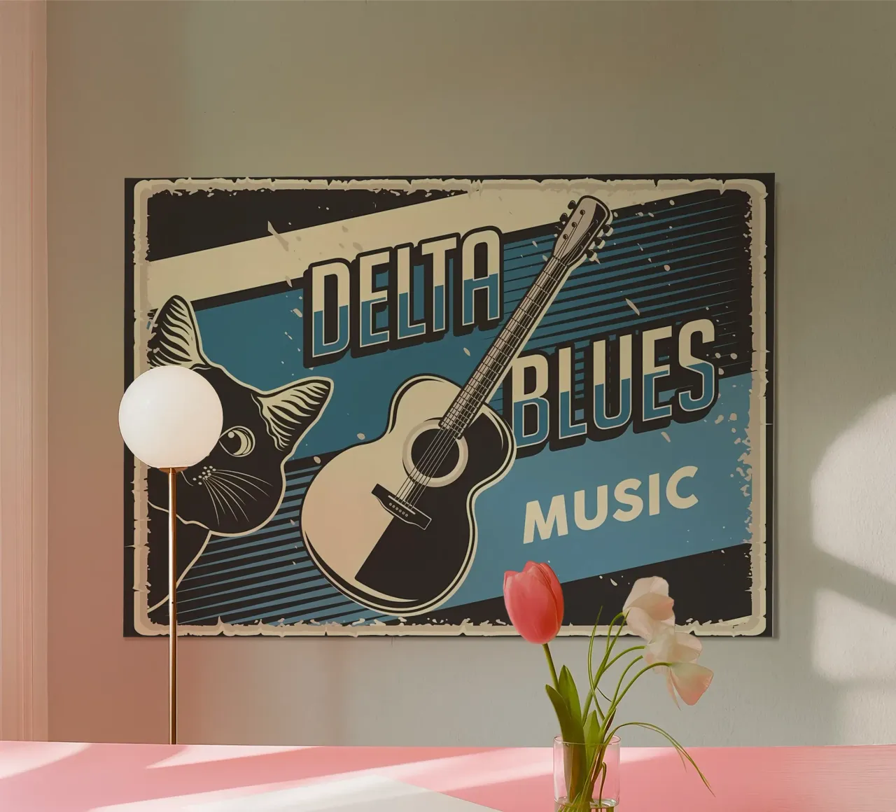 Musica Delta Blues con gatto poster da Monique A Hooper