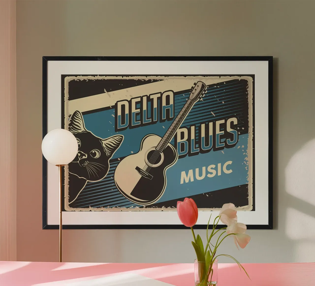 Musica Delta Blues con gatto poster da Monique A Hooper