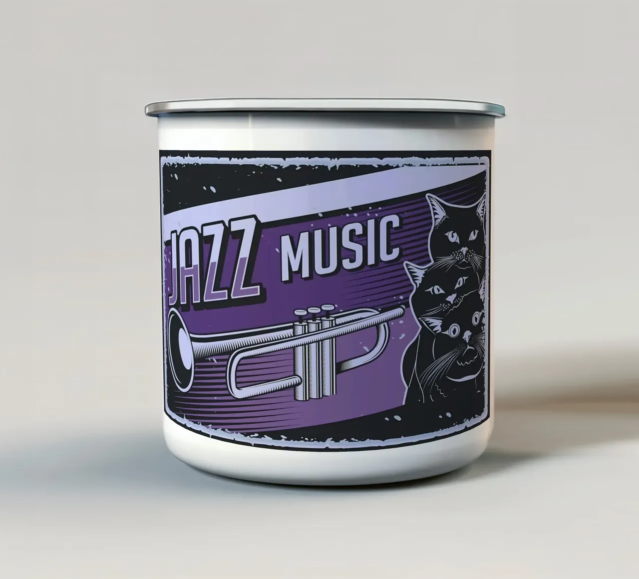 Musica jazz con i gatti tazza in smalto da Monique A Hooper