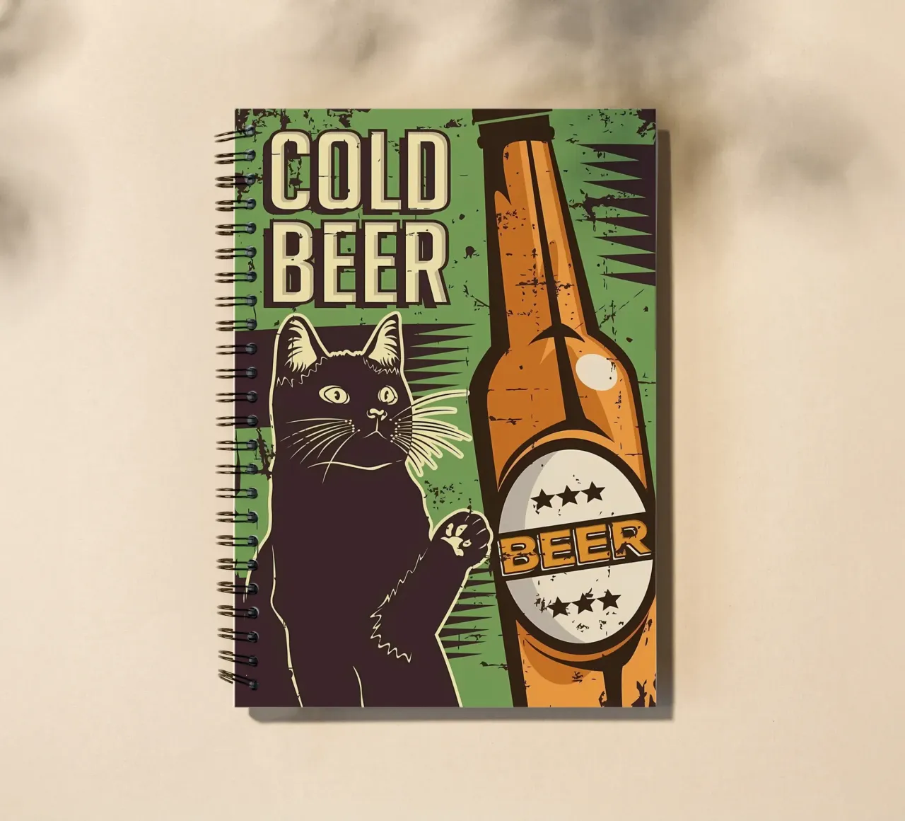 Cat cold beer spiral notebook by Monique A Hooper