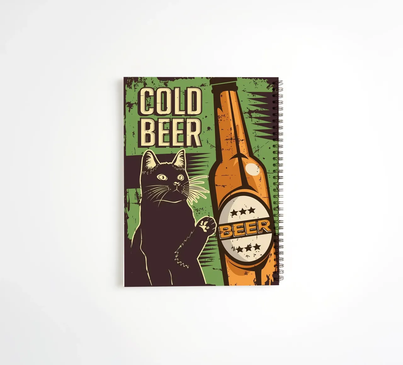 Cat cold beer spiral notebook by Monique A Hooper