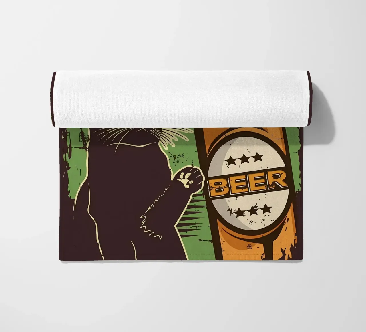 Cat cold beer beach towel by Monique A Hooper