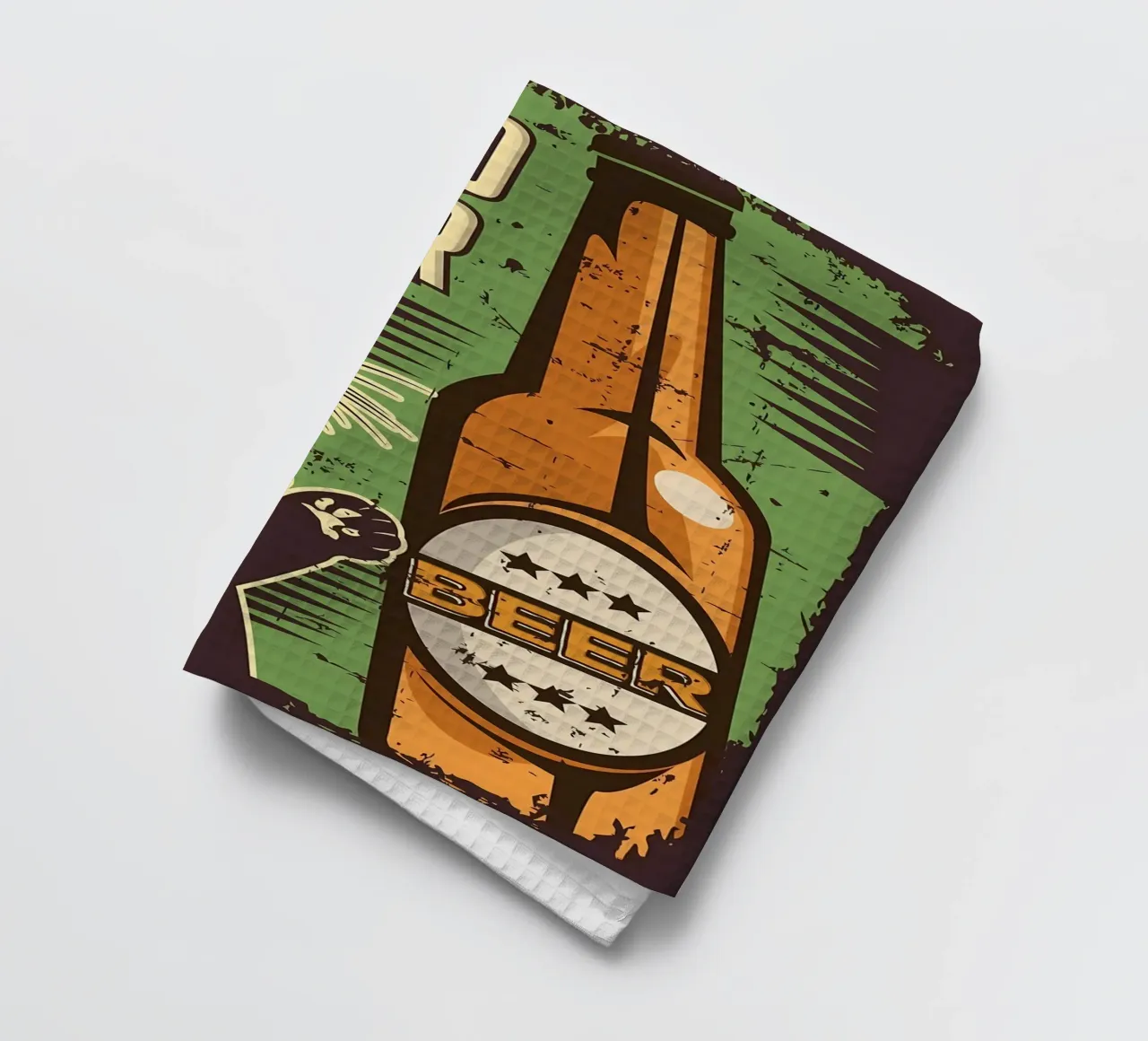 Cat cold beer tea towel by Monique A Hooper