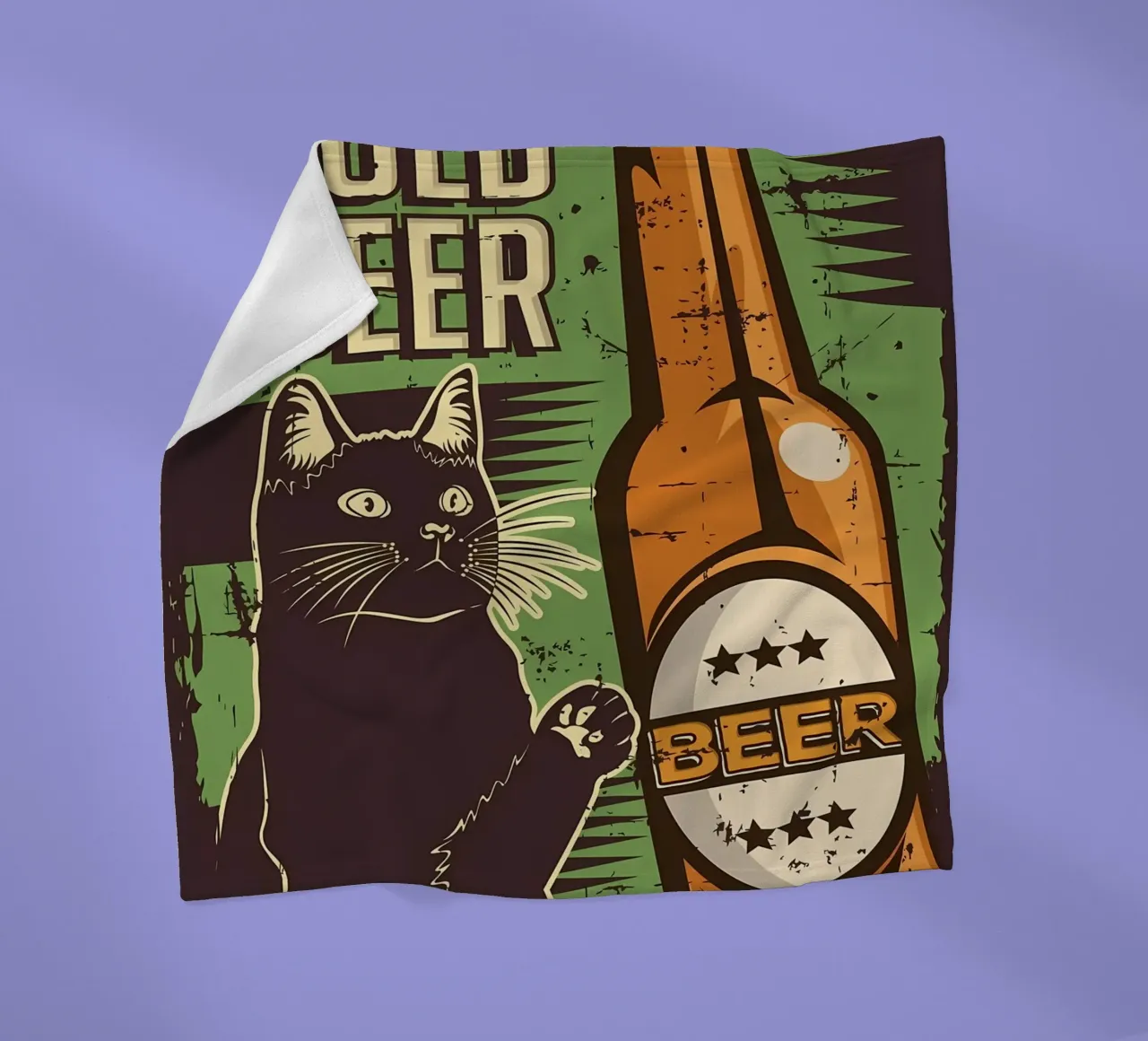 Cat cold beer fleece blanket by Monique A Hooper