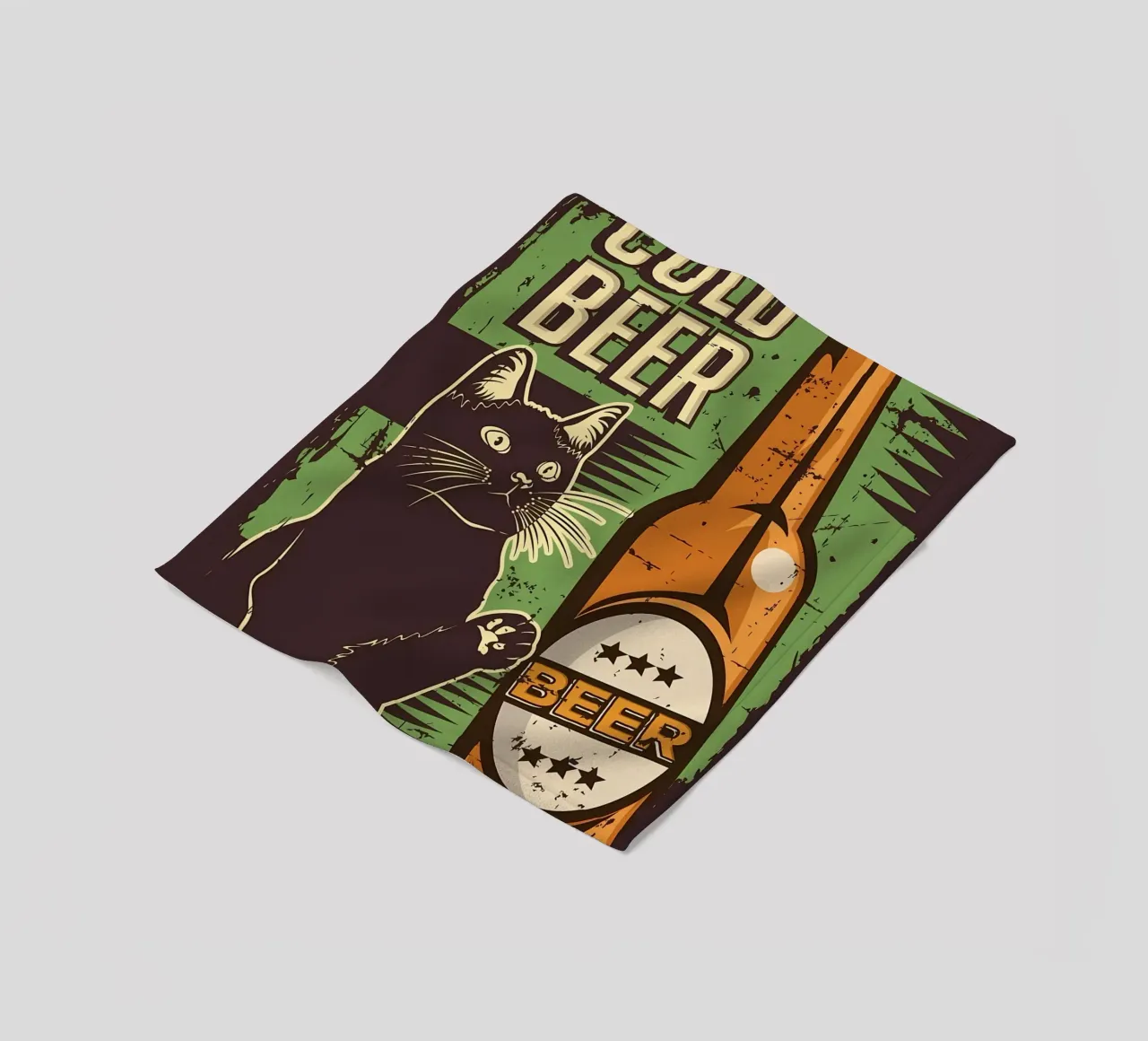 Cat cold beer fleece blanket by Monique A Hooper