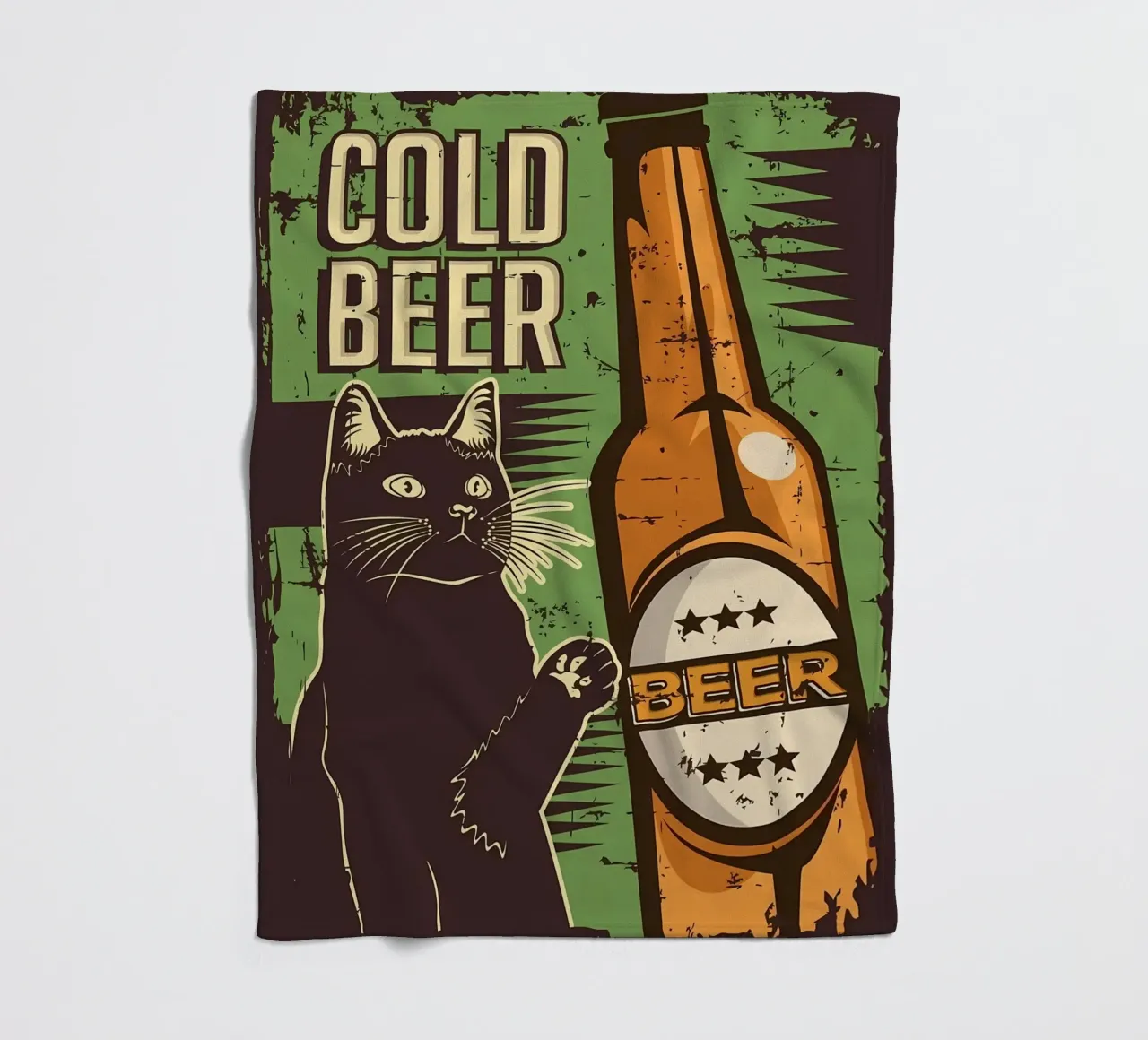 Cat cold beer fleece blanket by Monique A Hooper