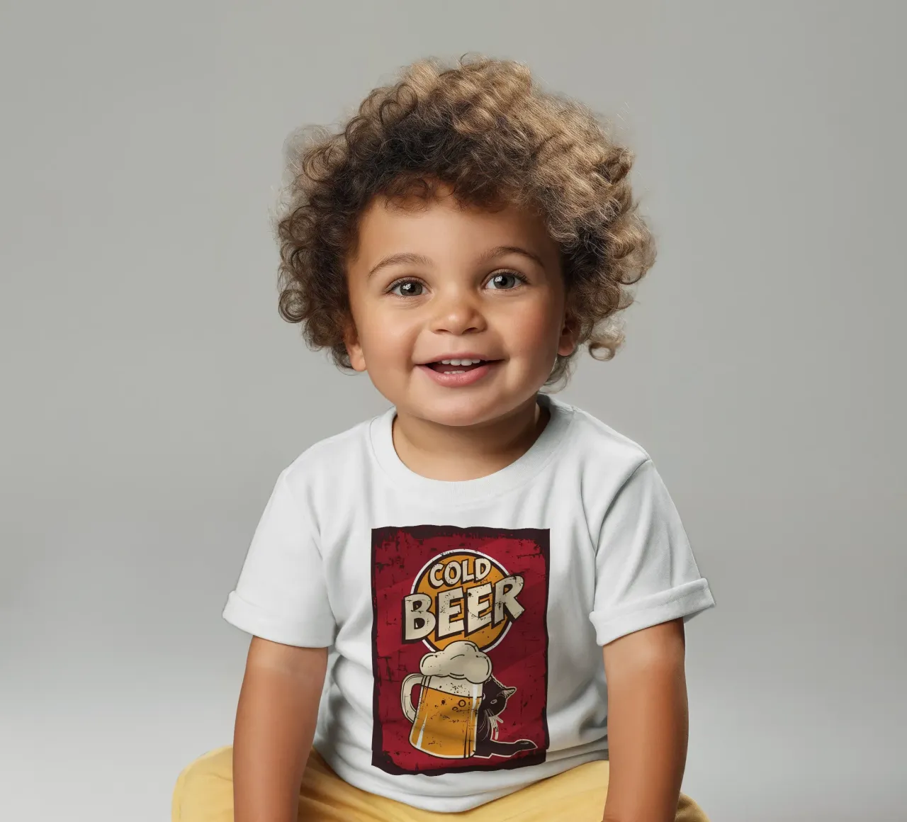 Drunk cat cold beer baby t-shirt by Monique A Hooper