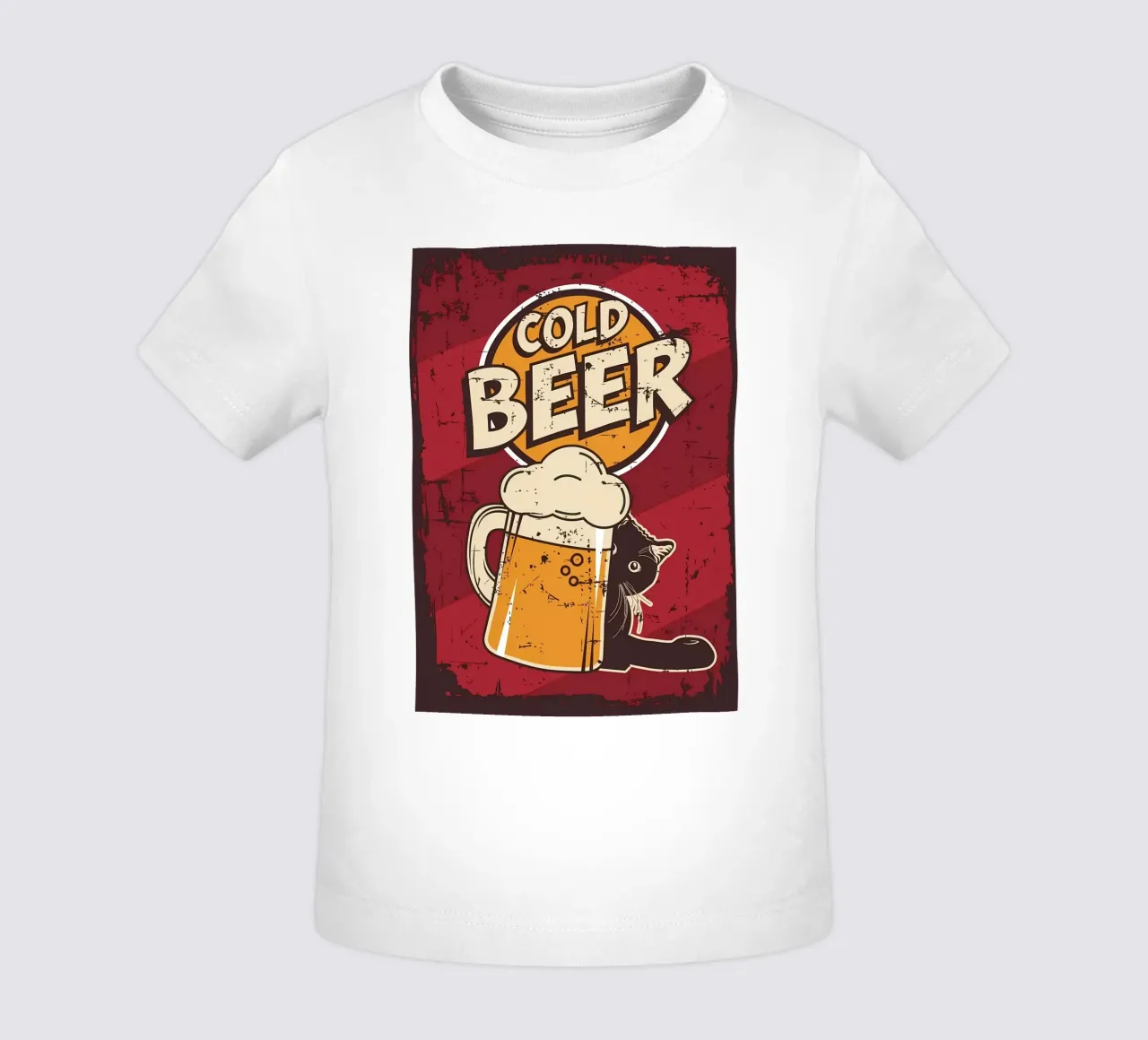 Drunk cat cold beer baby t-shirt by Monique A Hooper