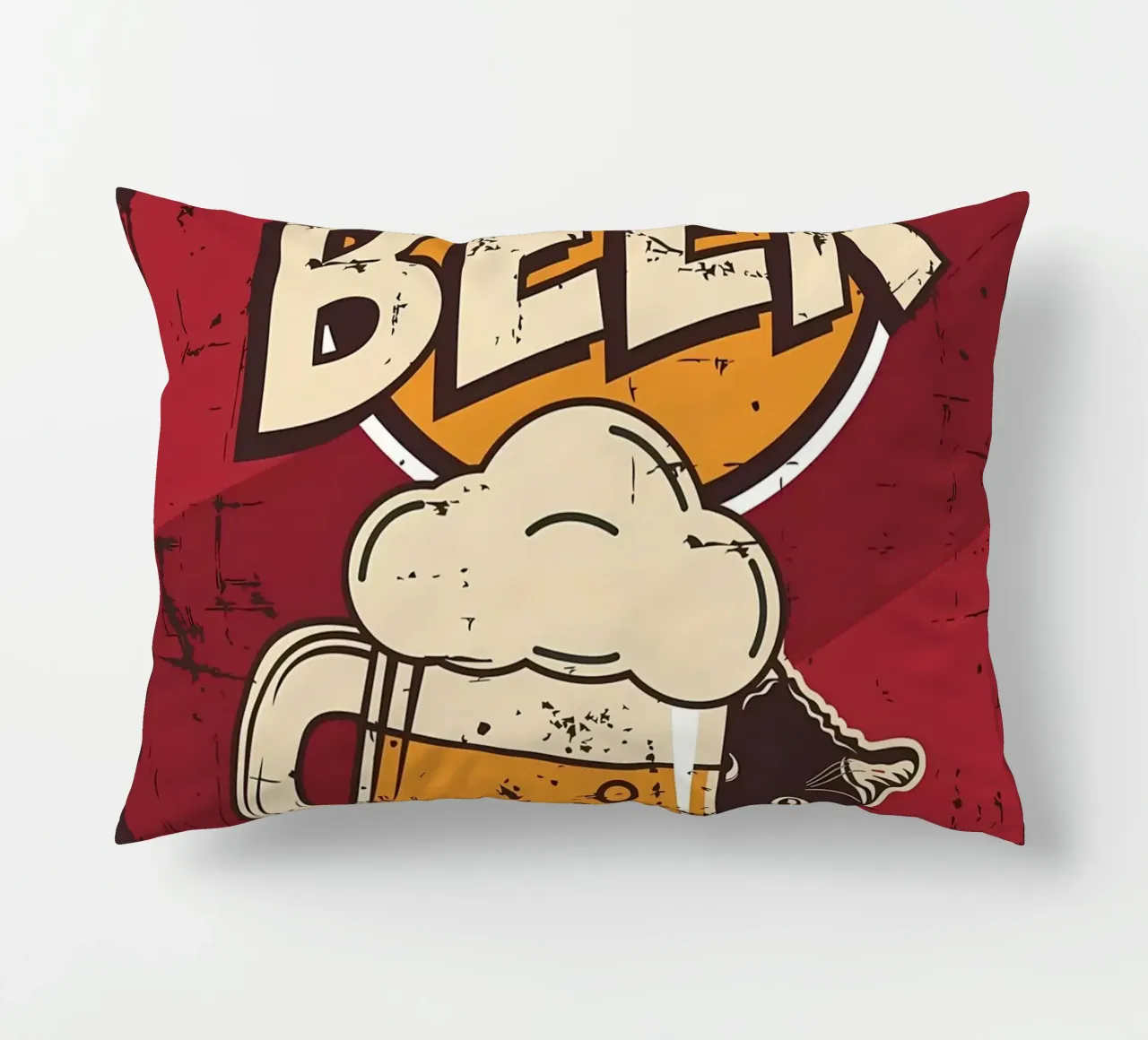 Drunk cat cold beer decorative cushion by Monique A Hooper