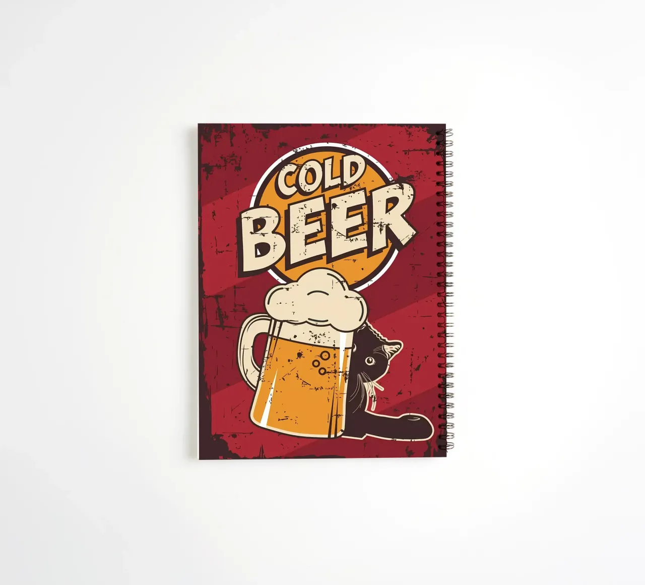 Drunk cat cold beer spiral notebook by Monique A Hooper