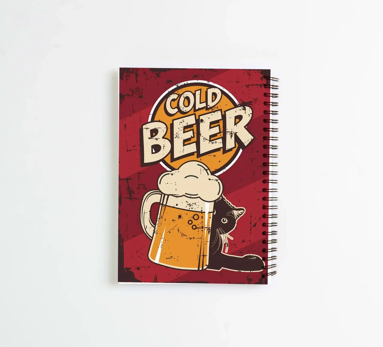 Drunk cat cold beer spiral notebook by Monique A Hooper