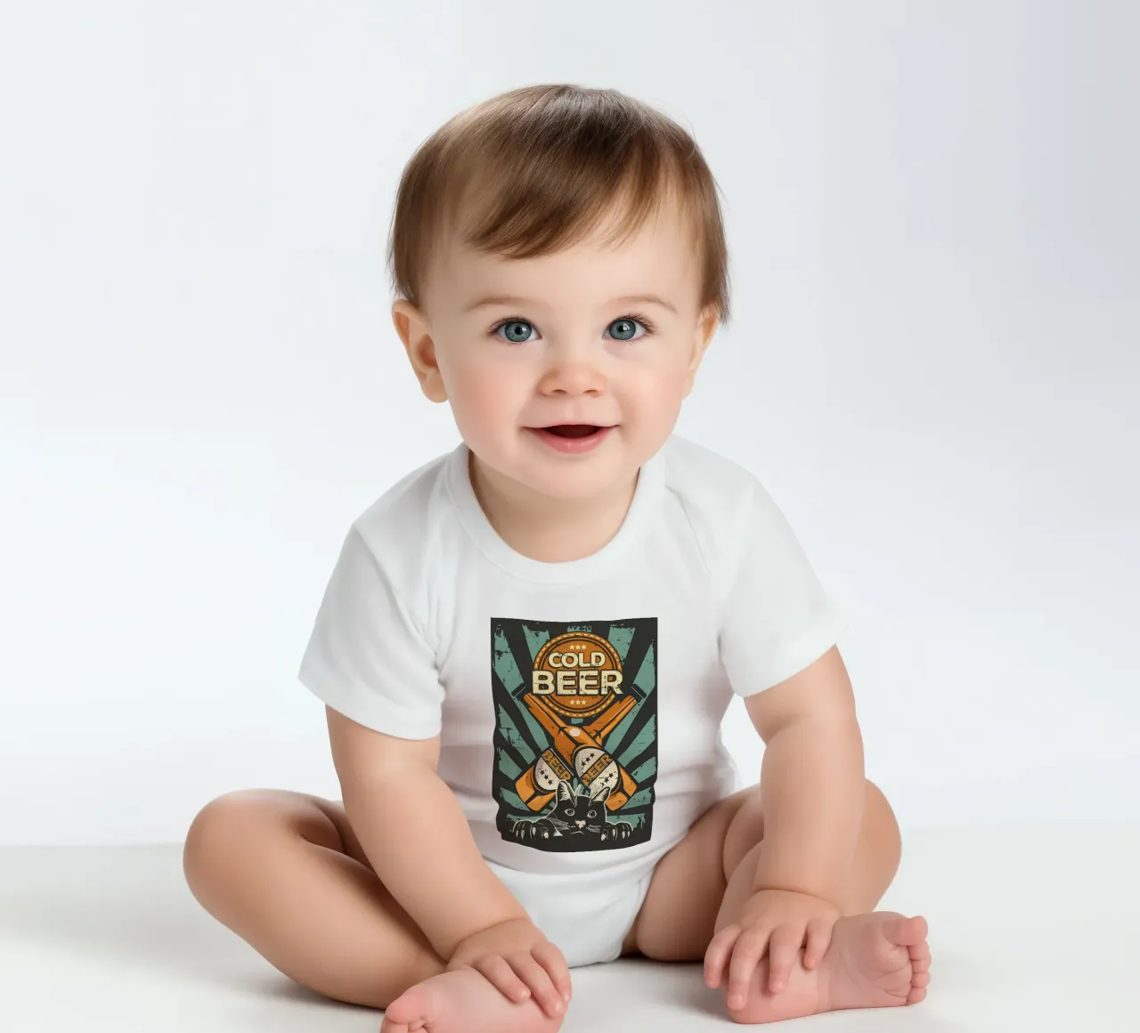 Un chat applaudit une bière froide body bébé de Monique A Hooper