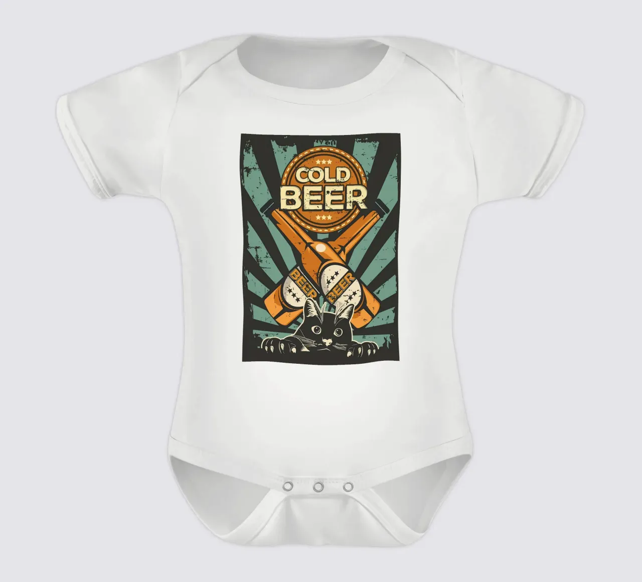 Un chat applaudit une bière froide body bébé de Monique A Hooper