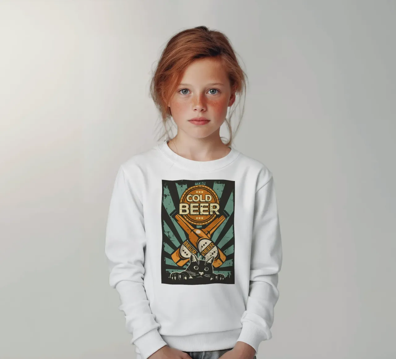 Un chat applaudit une bière froide sweat enfant de Monique A Hooper
