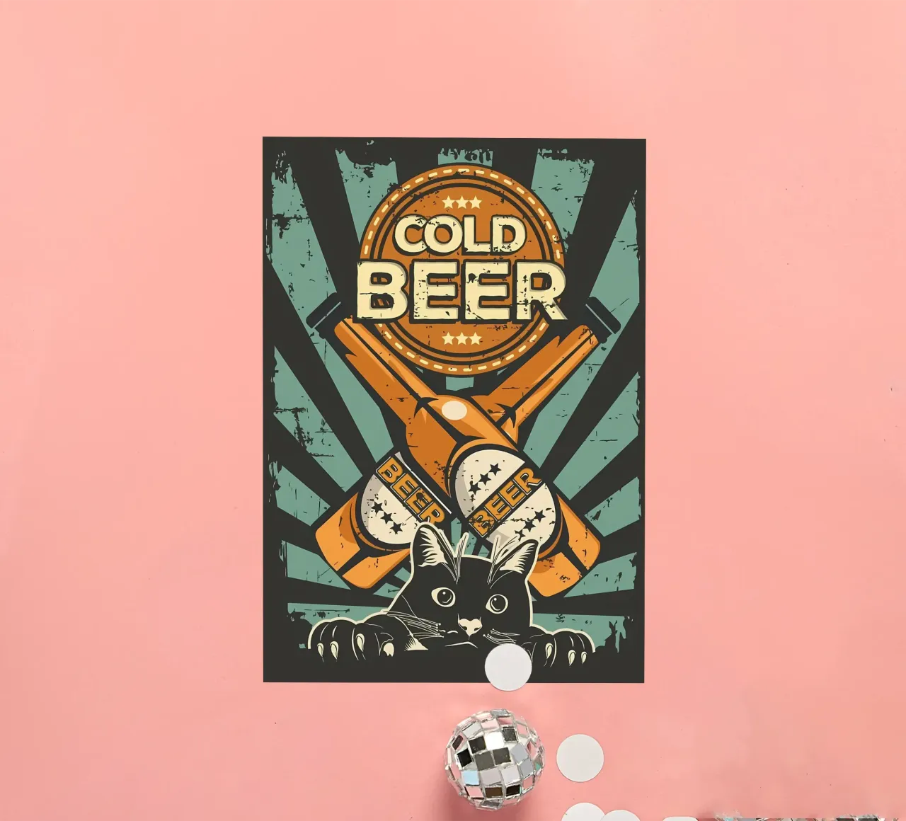 Un chat applaudit une bière froide autocollant de Monique A Hooper