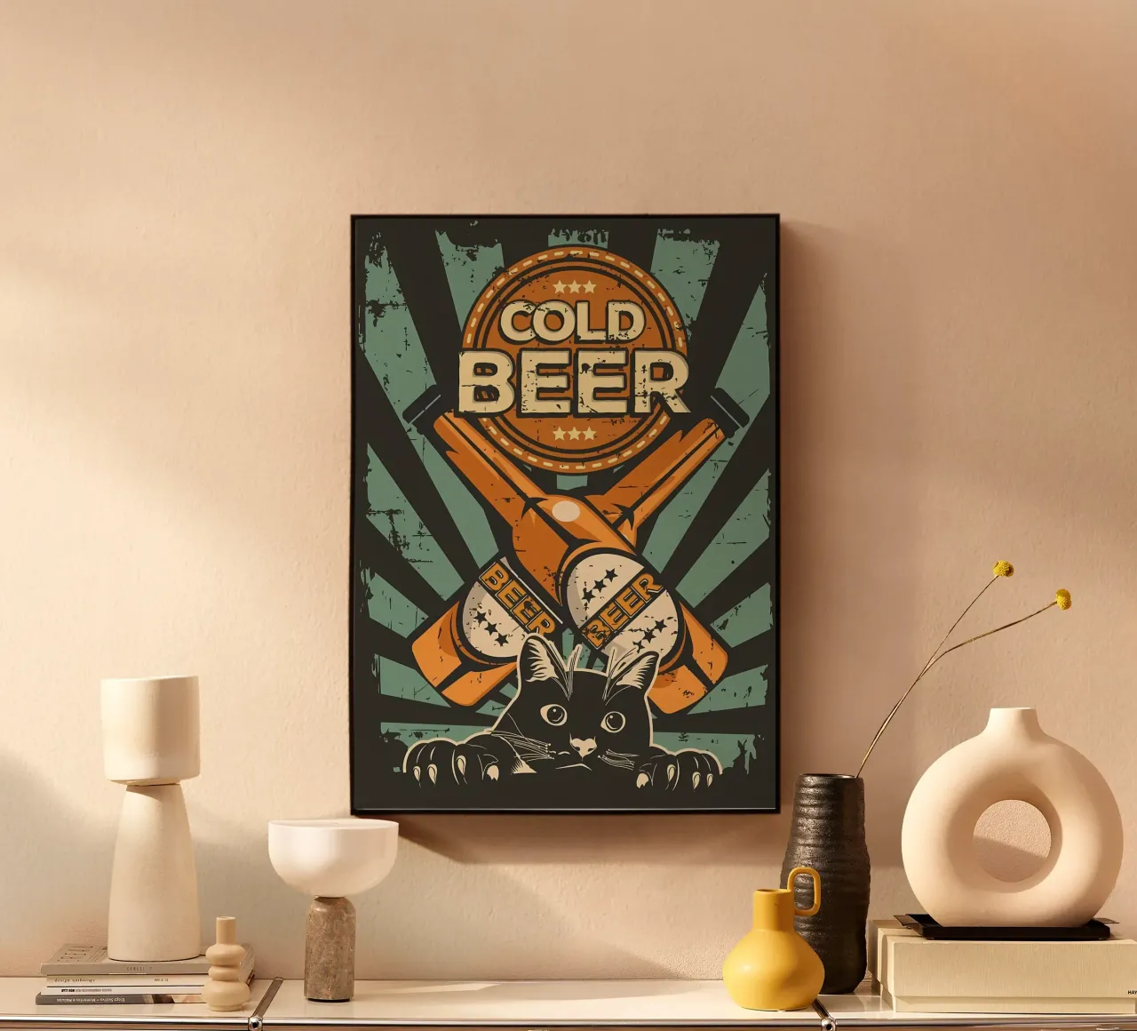 Un chat applaudit une bière froide plexiglas de Monique A Hooper