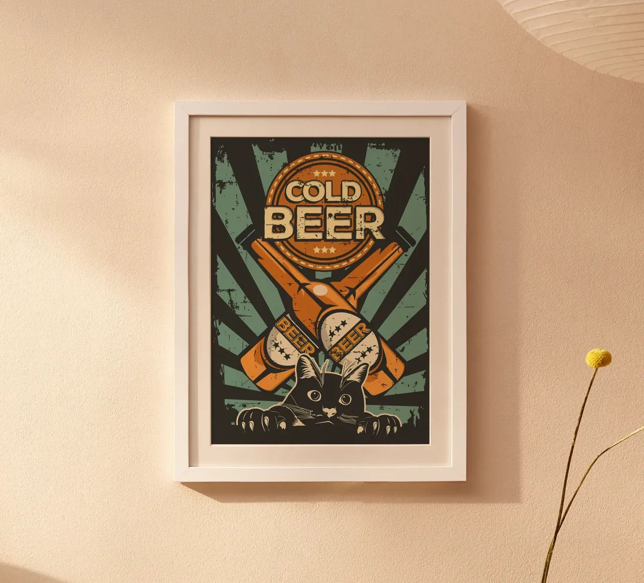 Un chat applaudit une bière froide hahnemühle de Monique A Hooper