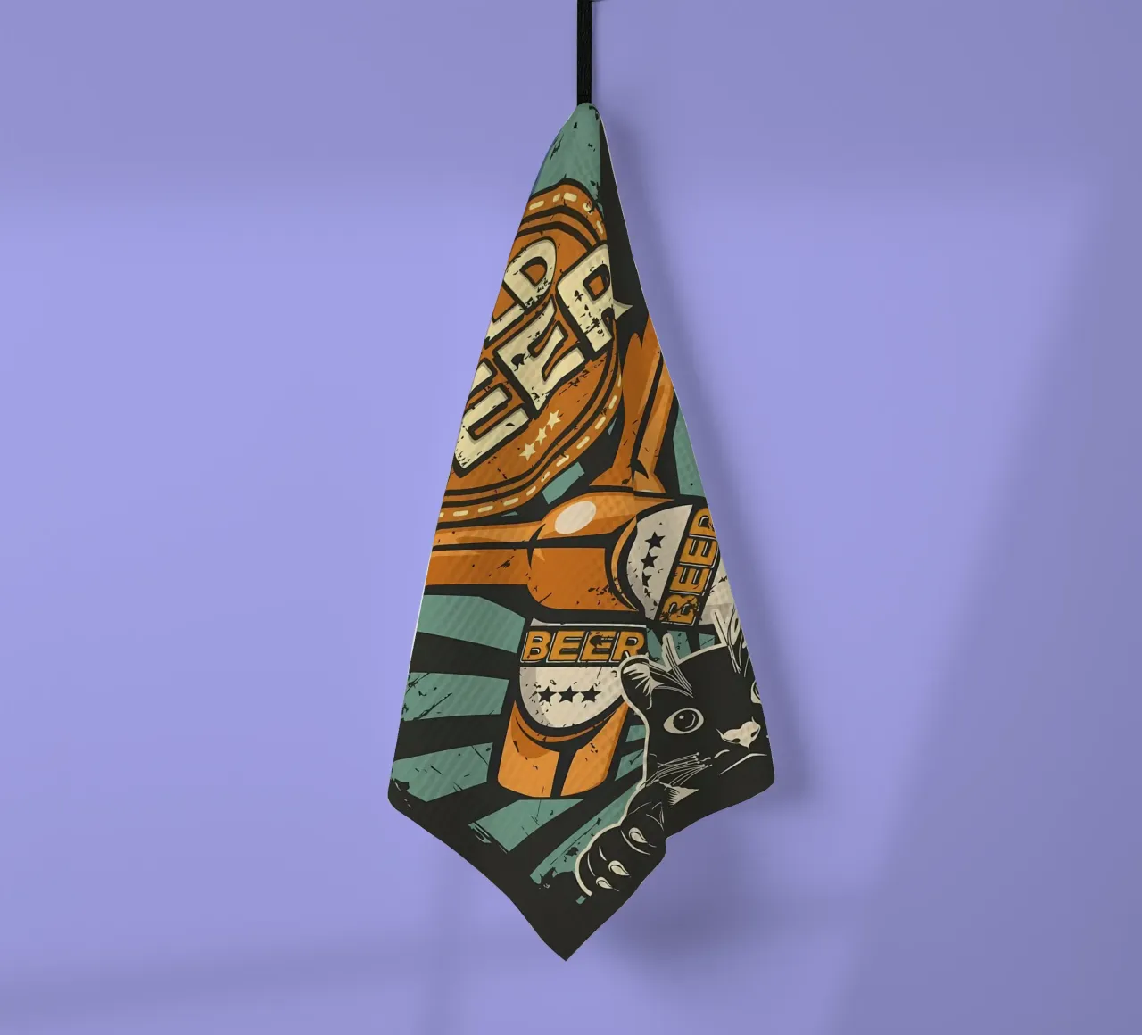 Un chat applaudit une bière froide torchon de Monique A Hooper