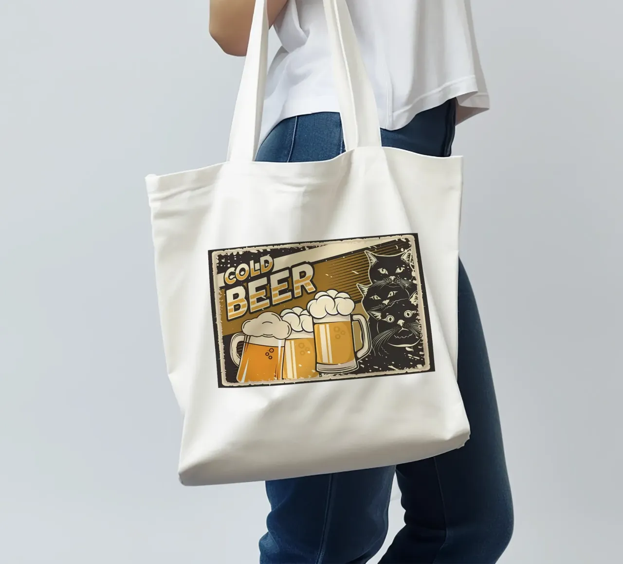 Cats cold Beer Mugs tote bag by Monique A Hooper