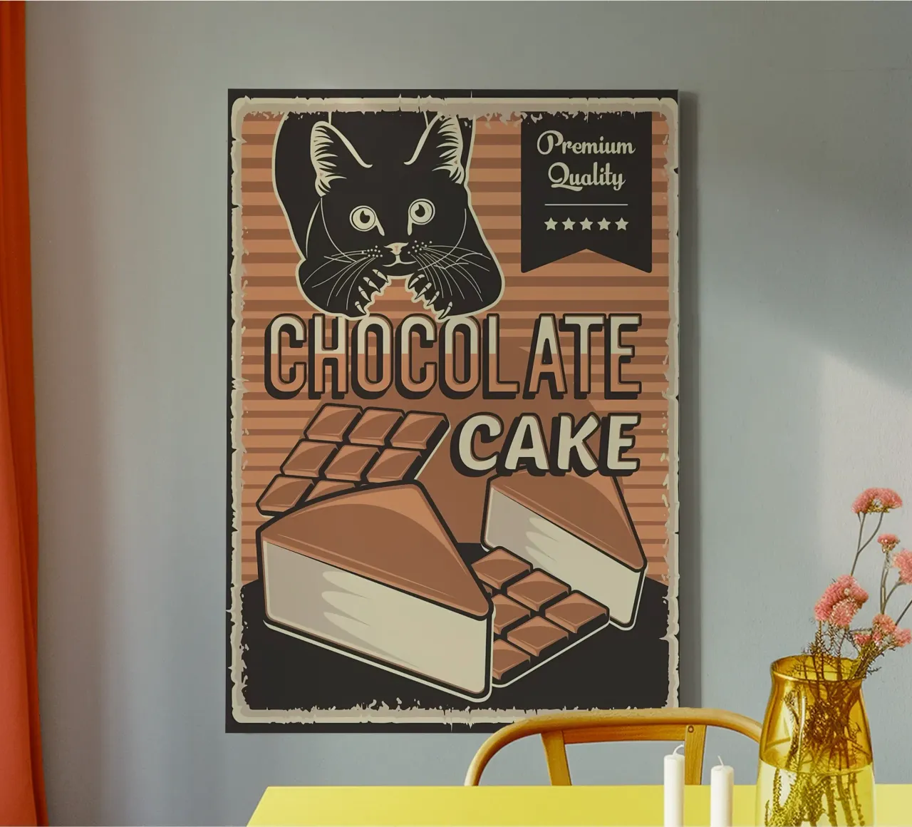 Chocolate cake and cat canvas with Floater frame by Monique A Hooper