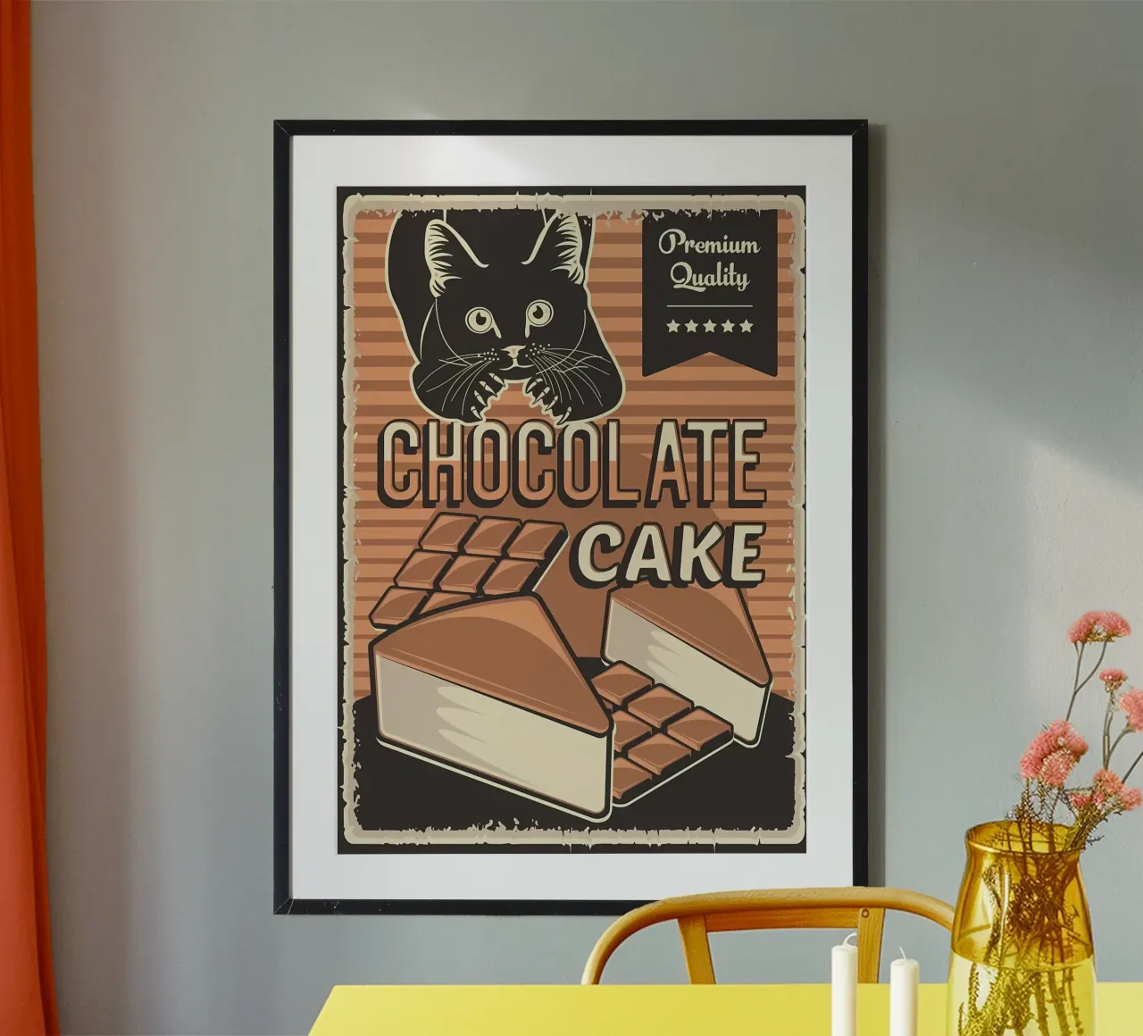 Torta al cioccolato e gatto poster da Monique A Hooper