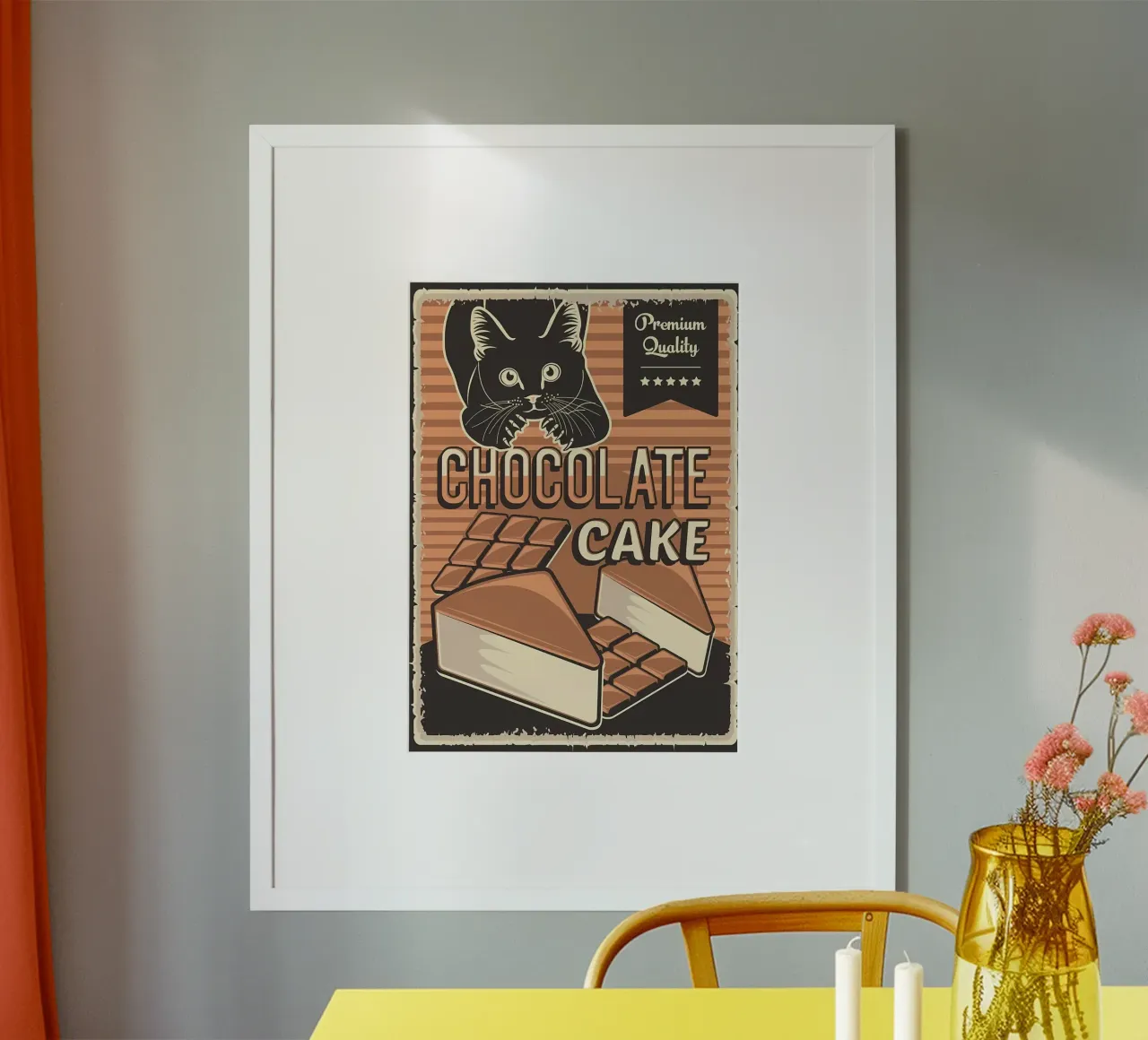 Torta al cioccolato e gatto poster da Monique A Hooper