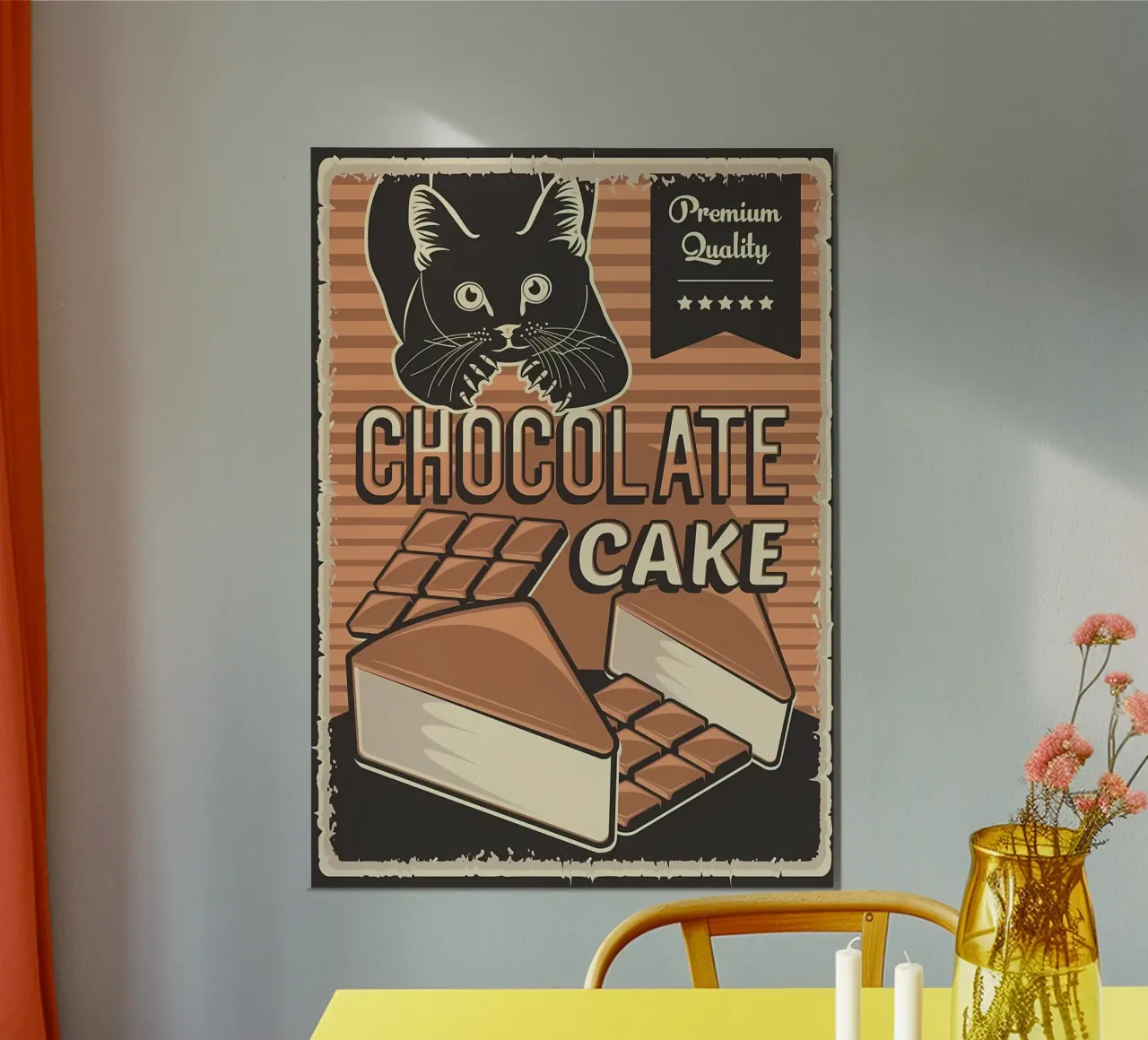 Torta al cioccolato e gatto poster da Monique A Hooper