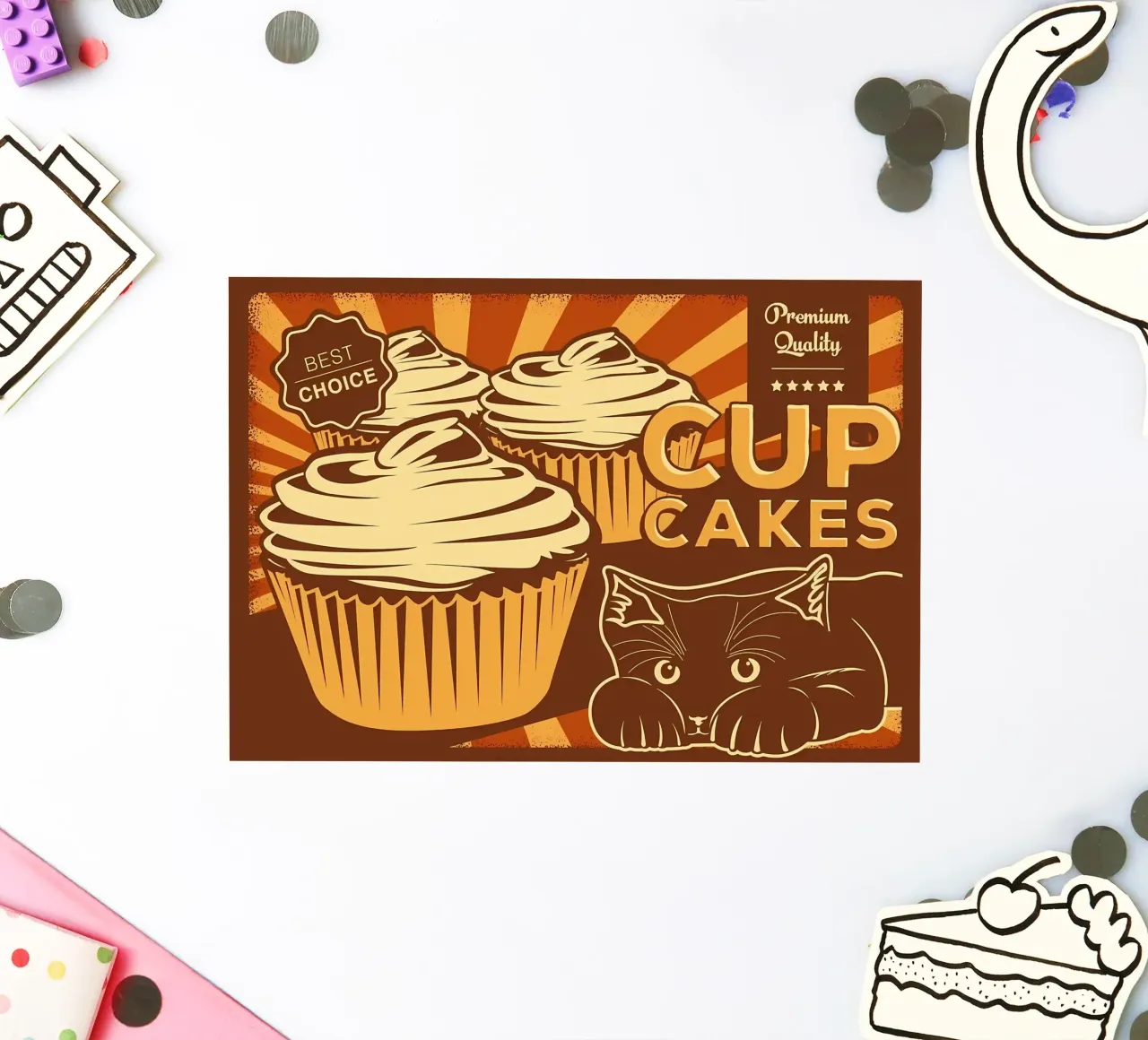 Funny cat cupcakes sticker by Monique A Hooper