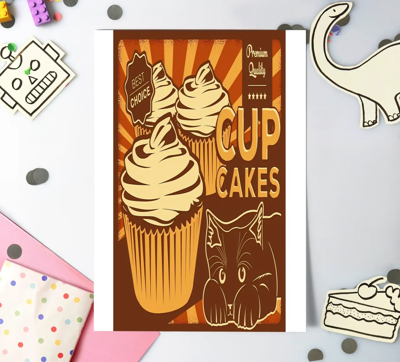 Funny cat cupcakes sticker sheet by Monique A Hooper