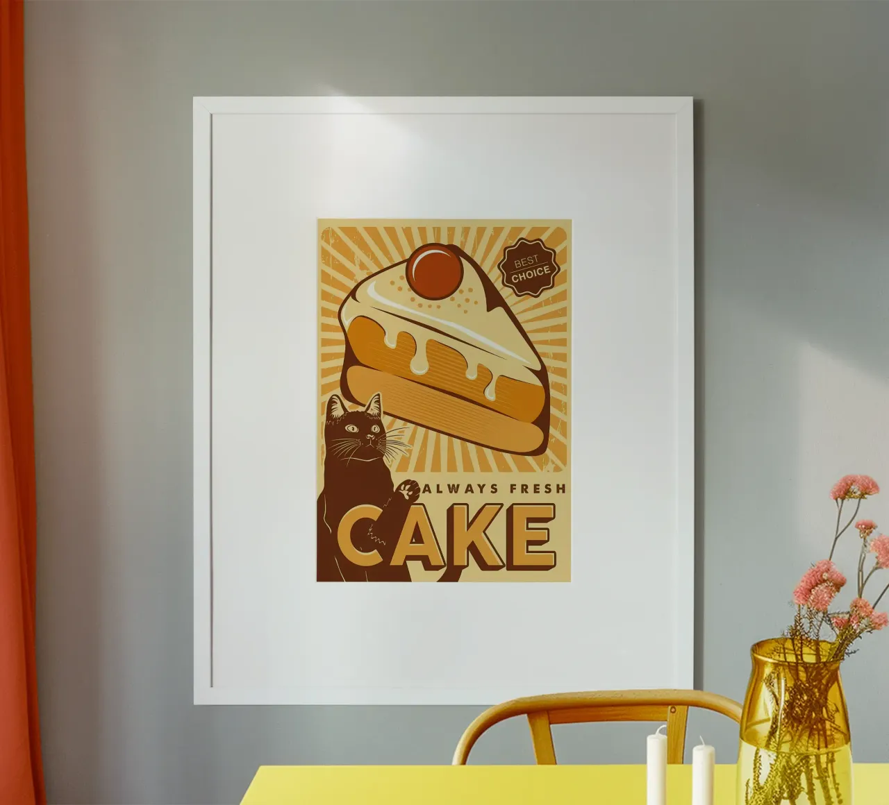 Gatto chef la mia torta poster con telaio in plastica da Monique A Hooper