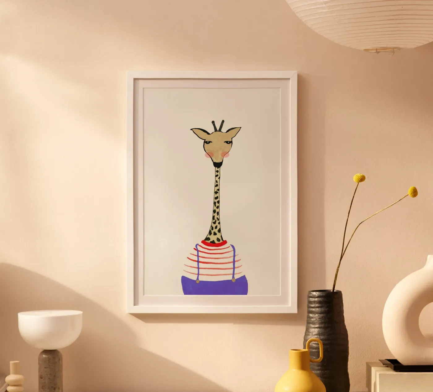 Giraffe with Clothes poster van Atelier Mave