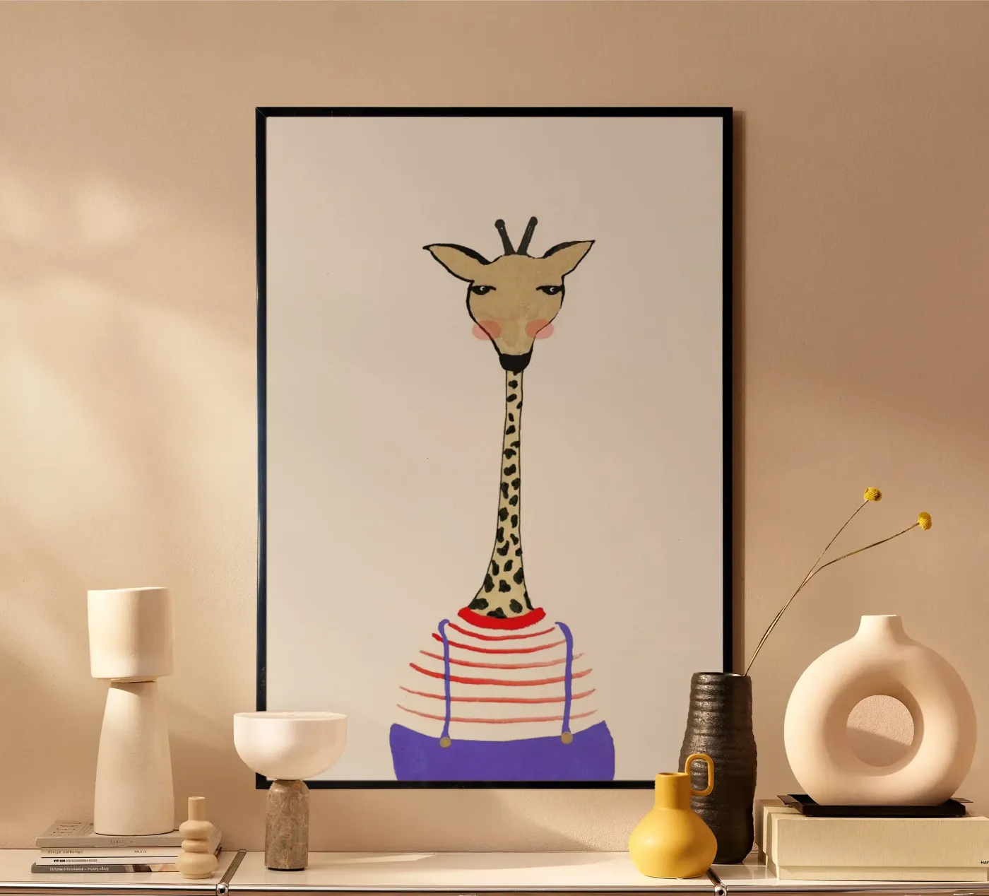 Giraffe with Clothes poster van Atelier Mave