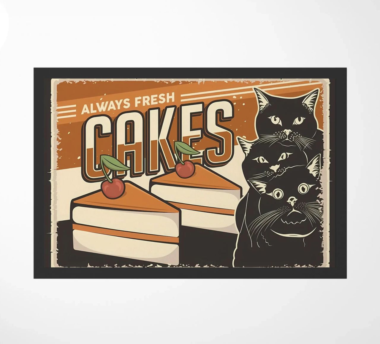 Cakes and cats doormat by Monique A Hooper