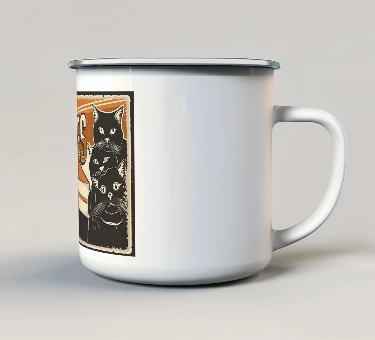 Torte e gatti tazza in smalto da Monique A Hooper