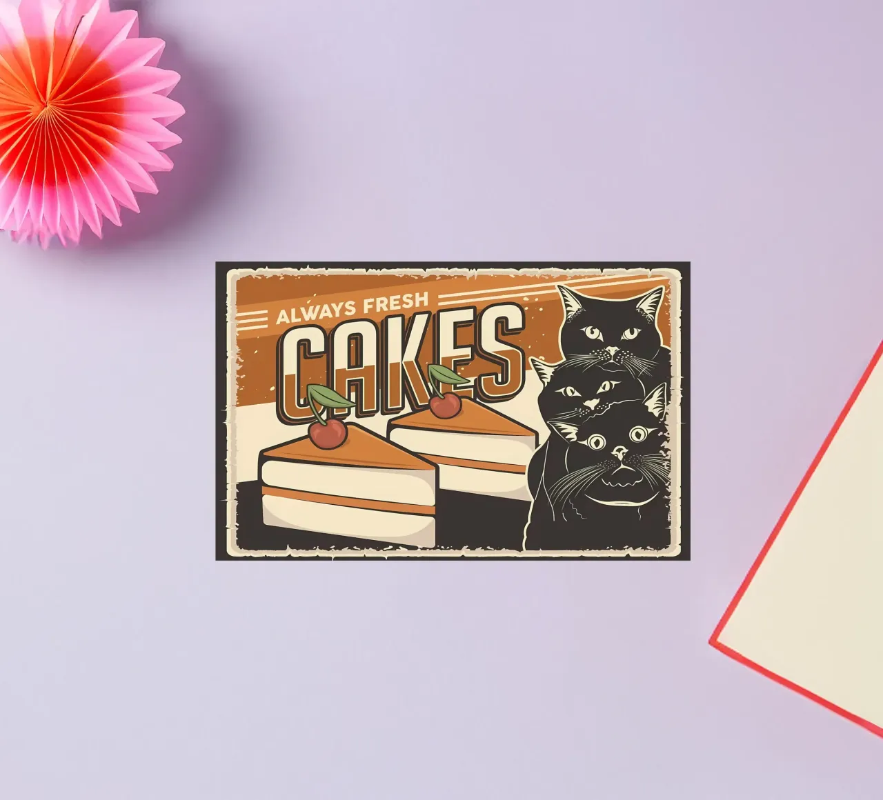 Cakes and cats sticker by Monique A Hooper