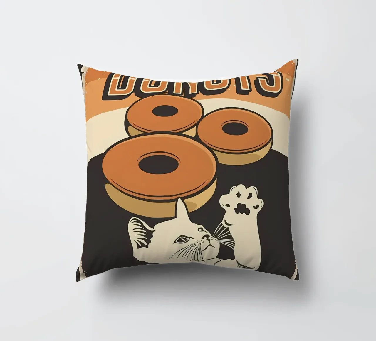Cat wants donuts decorative cushion by Monique A Hooper