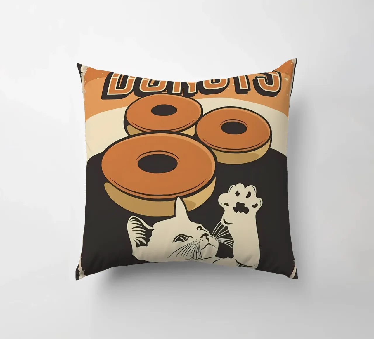 Cat wants donuts decorative cushion by Monique A Hooper