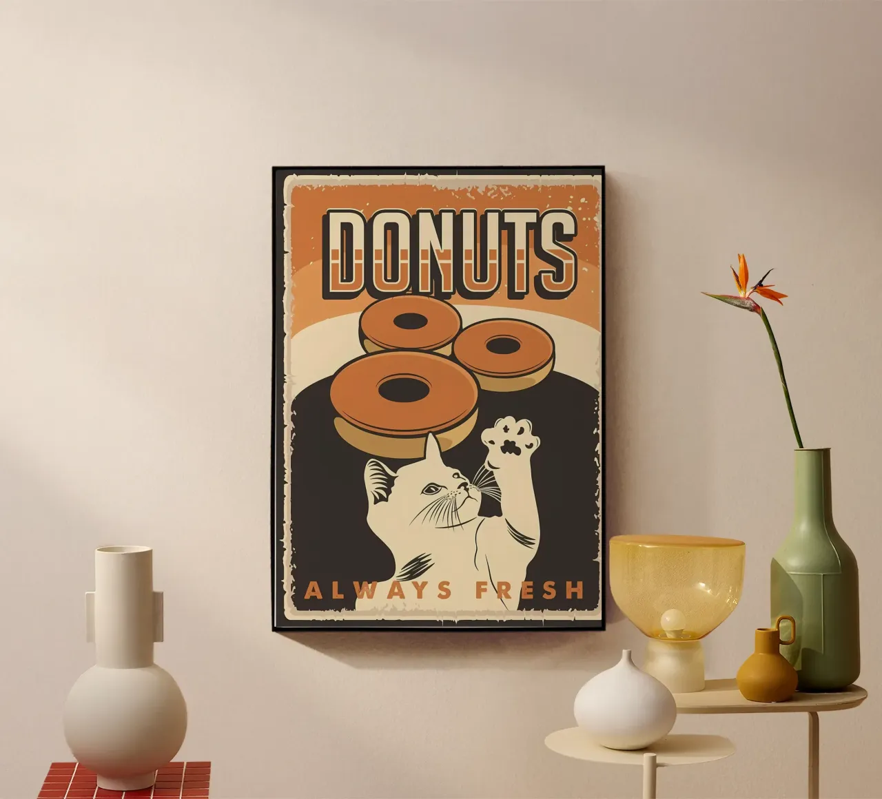 Cat wants donuts acrylic glass by Monique A Hooper