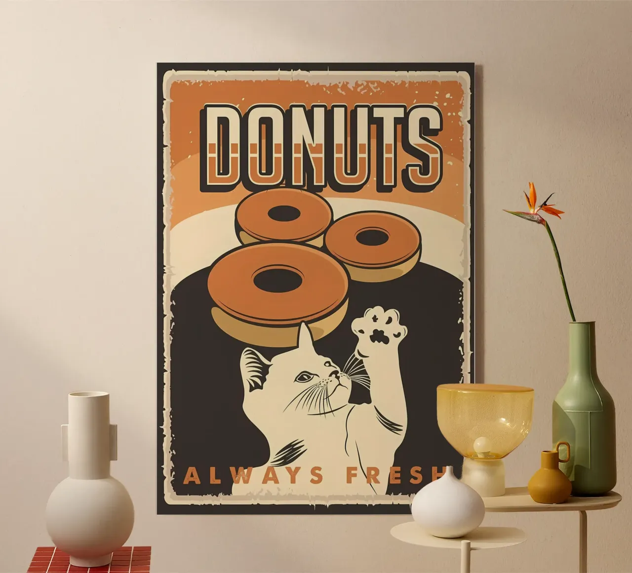 Cat wants donuts acrylic glass by Monique A Hooper