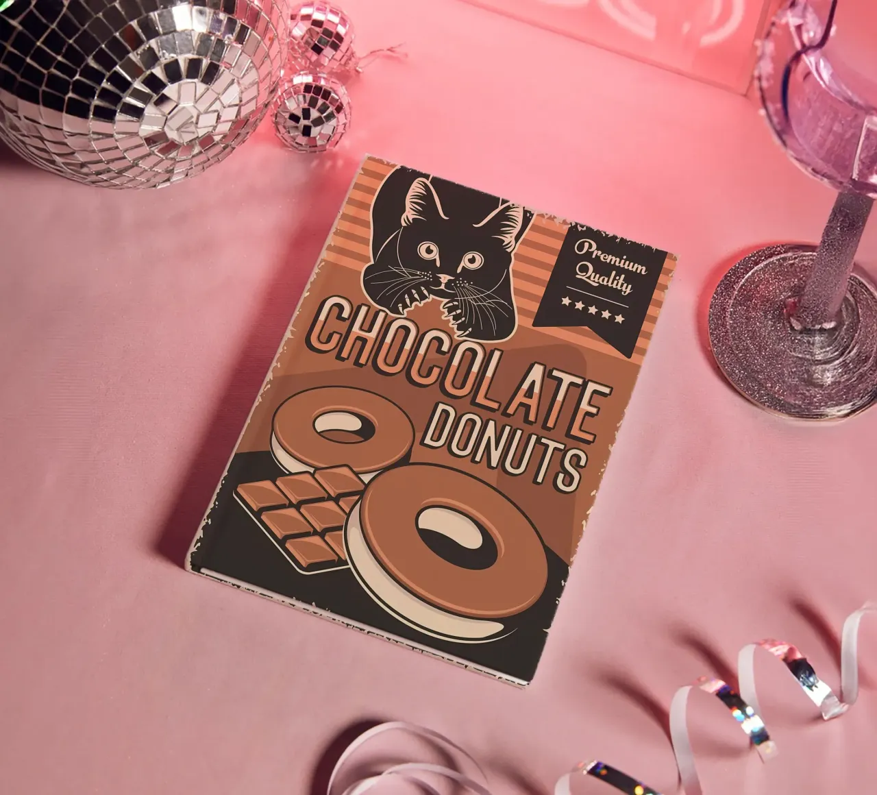 Chocolate donuts and cat notebook by Monique A Hooper