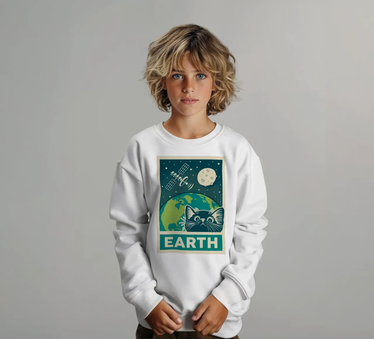 Gatto e terra retrò felpa bambino da Monique A Hooper