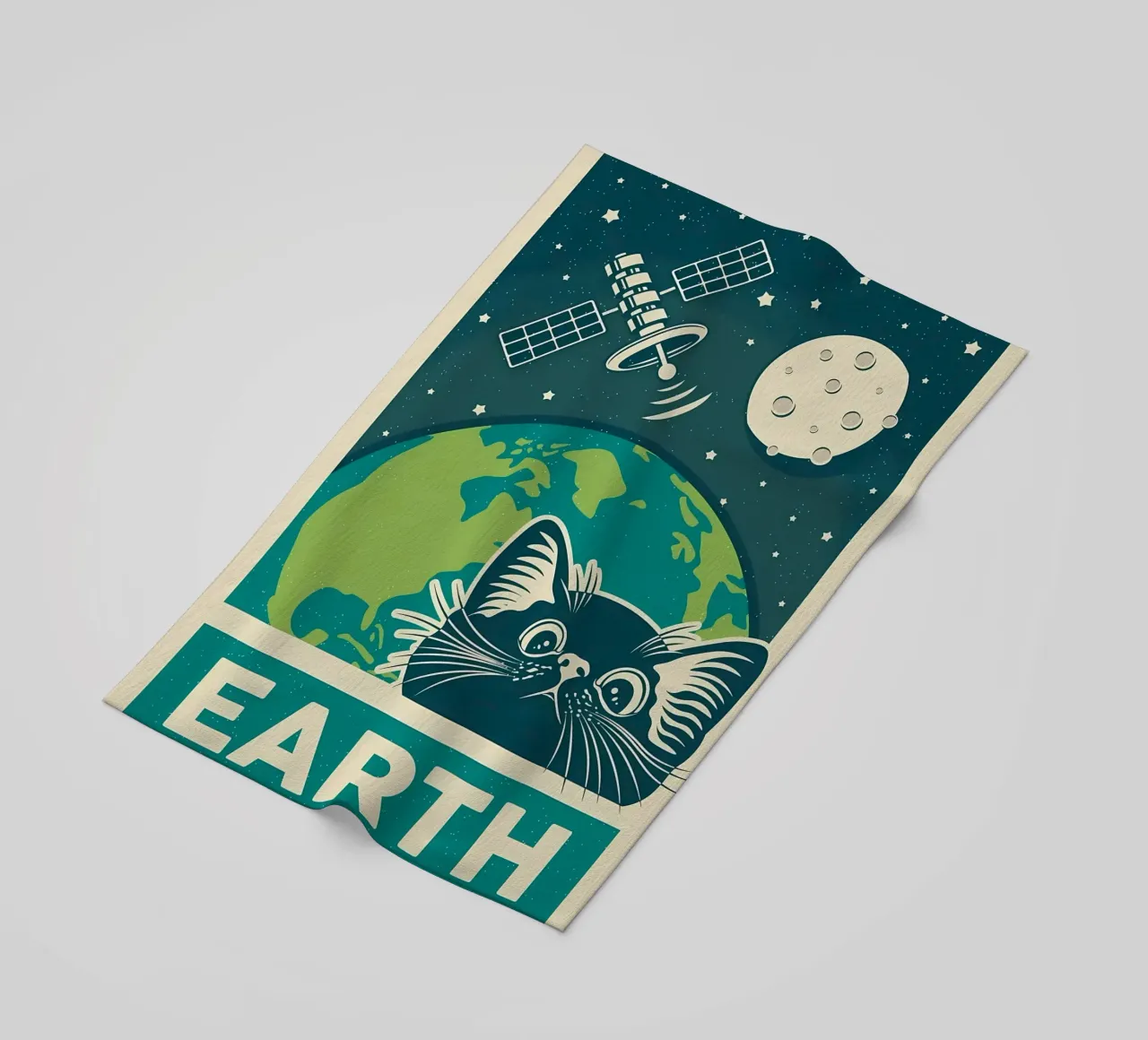 Gatto e terra retrò telo mare da Monique A Hooper