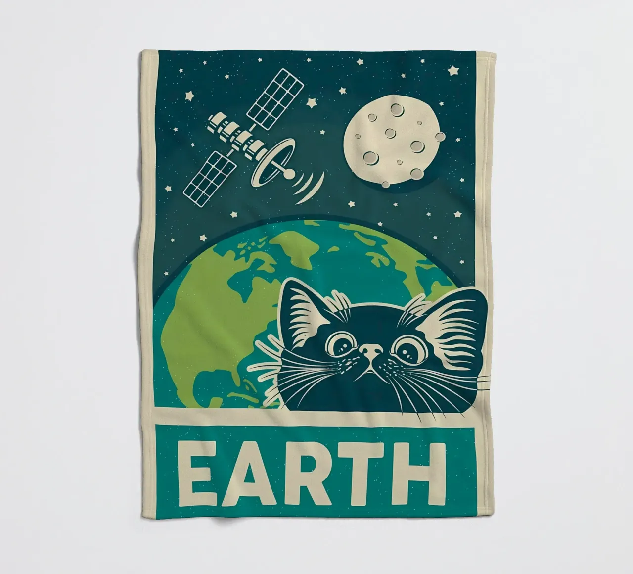 Gatto e terra retrò coperta in pile da Monique A Hooper