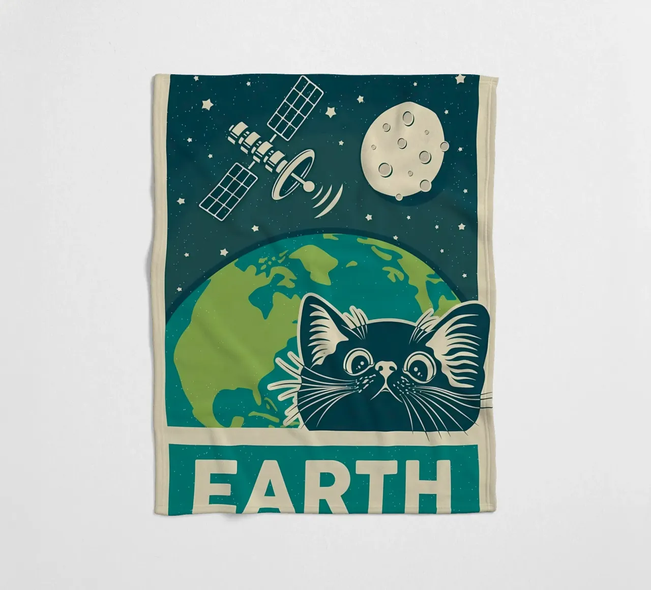 Gatto e terra retrò coperta in pile da Monique A Hooper
